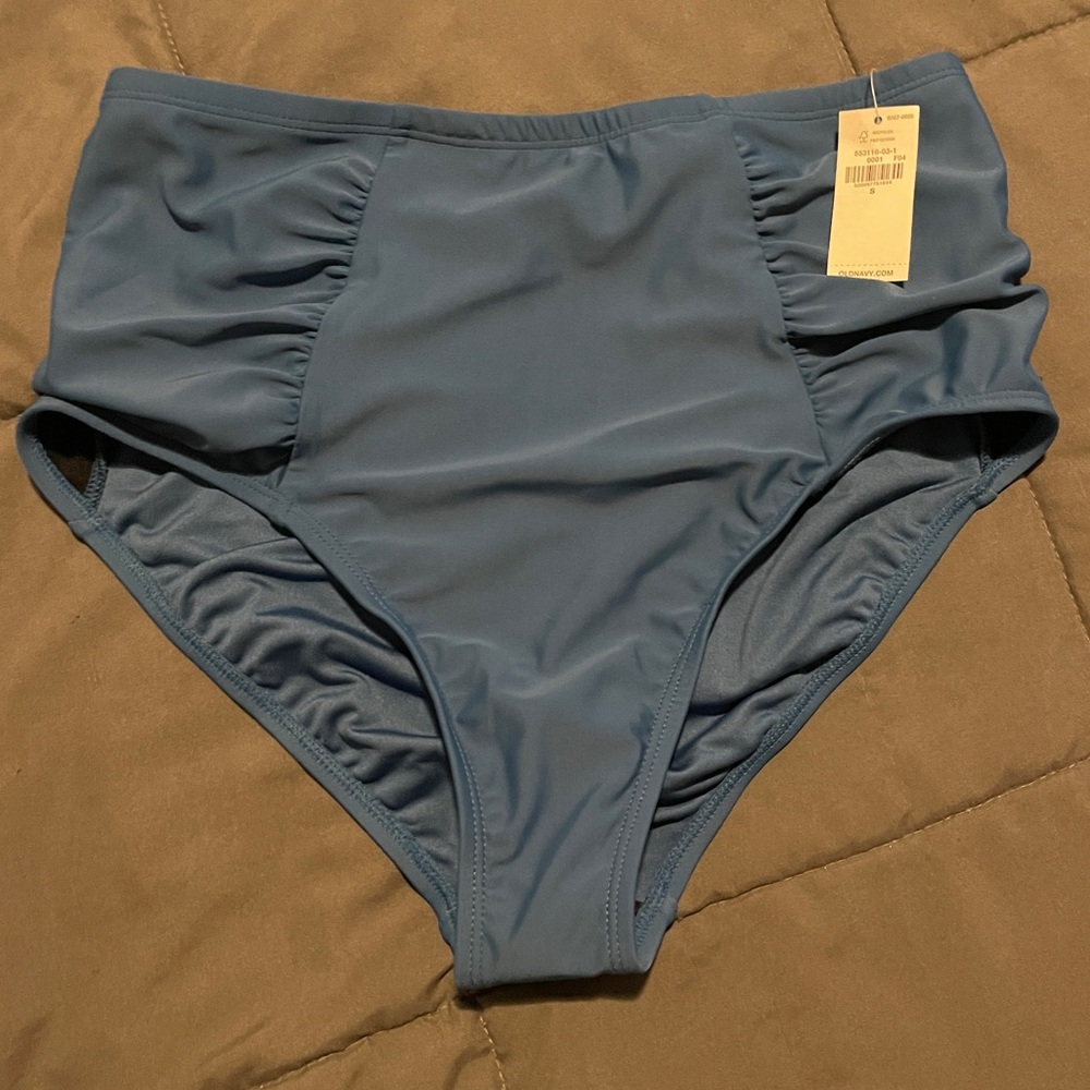 High-Waisted Blue Bikini Bottom - Picture 3 of 4